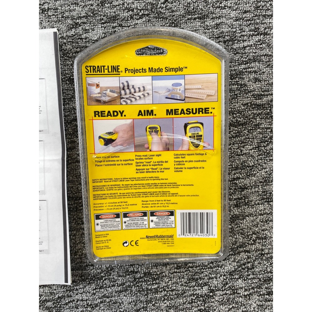 Strait Line Laser Tape 64030 Digital Measure 50 Ft VTG 2003 Newell Rubbermaid - Picture 3 of 4